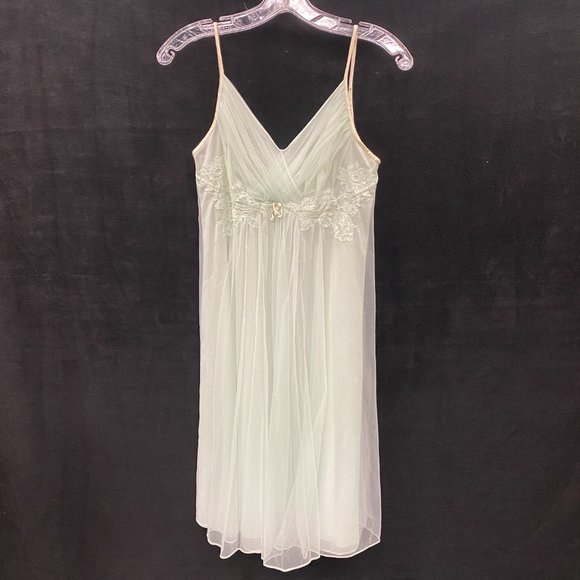 Vanity Fair- VINTAGE - 1960s 1970s Nightgown & Robe 2PC Set- Mint Green - Sz S - Picture 2 of 16